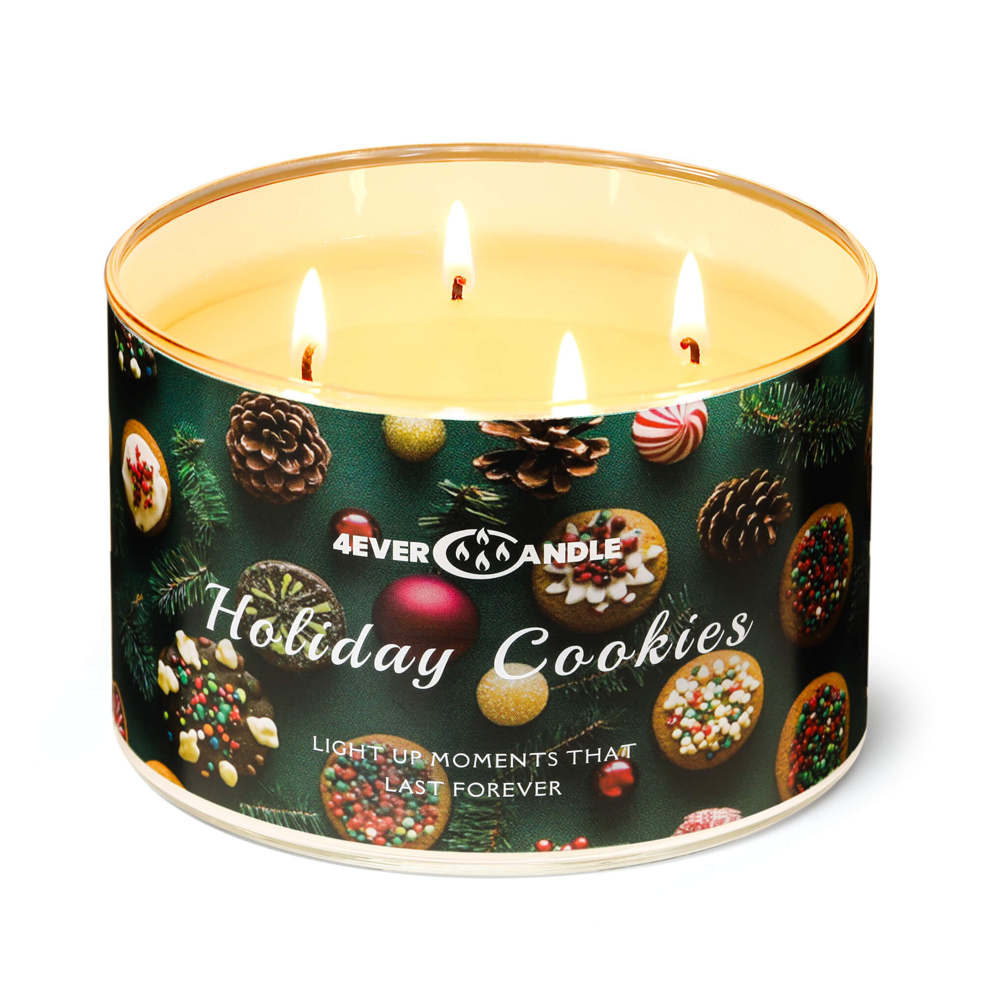 Picture of 4EVER CANDLE Over 50 Hours Jar Candle - 4-Wick Long-Lasting Scented Candles, 18oz Natural Soy Wax Candle for Home, Candle Gifts for Women & Men, Holiday Cookies